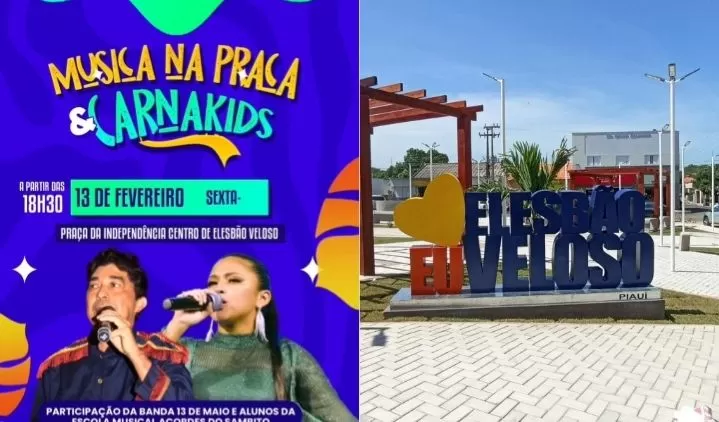Prefeitura de Elesbão Veloso realiza Música na Praça e CarnaKids nesta sexta-feira (13)