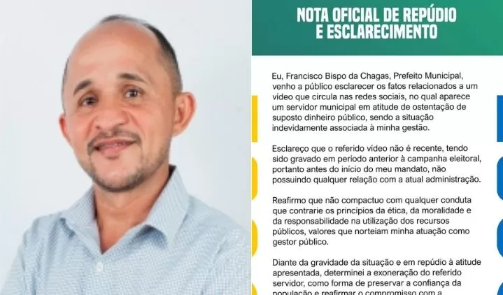 Prefeito Francisco Bispo exonera servidor após repercussão de vídeo nas redes sociais