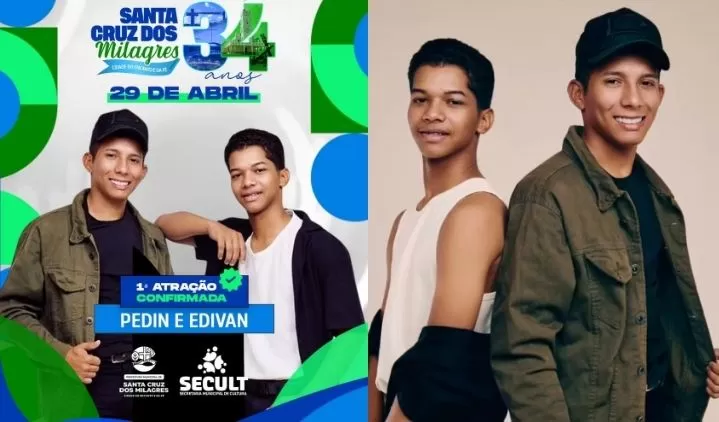 Pedin e Edivan são confirmados no aniversário de 34 anos de Santa Cruz dos Milagres