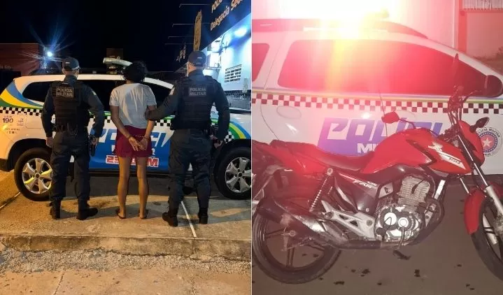 Mulher é presa após ser flagrada com moto furtada em Elesbão Veloso