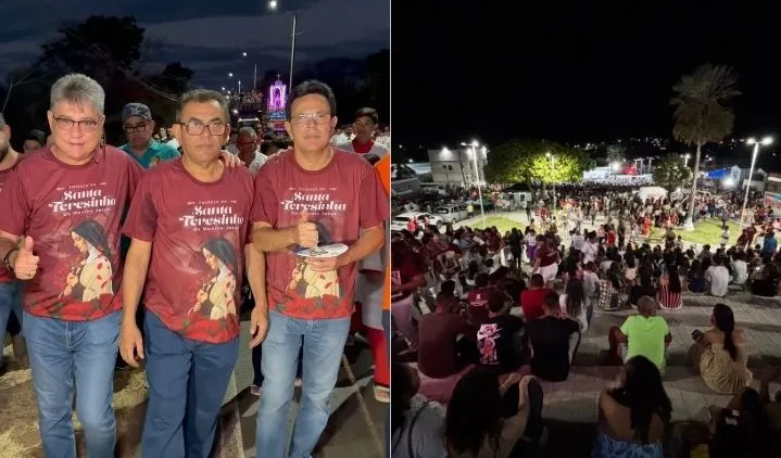 João Mádison e Zé Santana prestigiam procissão de Santa Teresinha ao lado do prefeito Ronaldo Barbosa